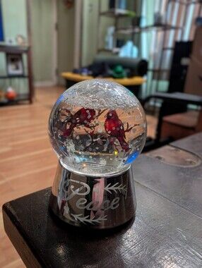 Peace Snow Globe with Red Cardinals